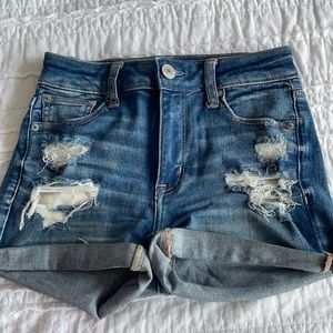 American Eagle distressed jean shorts.